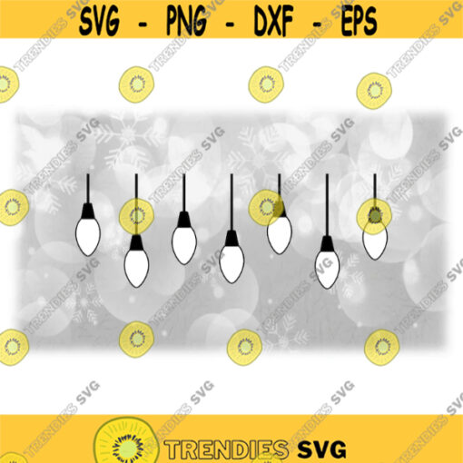 Holiday Clipart BlackWhite Dangle Light Bulbs Varying Lengths Hanging Vertically by Black Cording Christmas Digital Download SVG PNG Design 1779