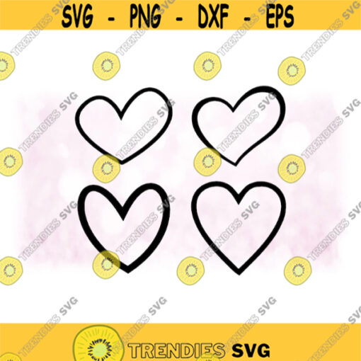 Holiday Clipart Bundle 4 Fun and Easy Had Drawn Bold Black Doodle Heart Outlilnes for Love or Valentines Day Digital Download SVG PNG Design 884