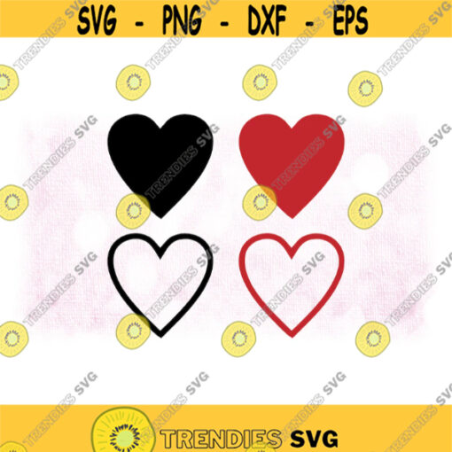 Holiday Clipart Bundle 4 Fun and Easy Large Black Red Hearts in Solids and Outlilnes for Love or Valentine Digital Download SVG PNG Design 924