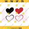 Holiday Clipart Bundle 4 Large Black Red Sassy Doodle Hearts in Solids and Outlilnes for Love or Valentine Digital Download SVG PNG Design 922