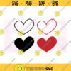 Holiday Clipart Bundle 4 Large Fun Black Red Doodle Hearts in Solids and Outlilnes for Love or Valentine Digital Download SVG PNG Design 921
