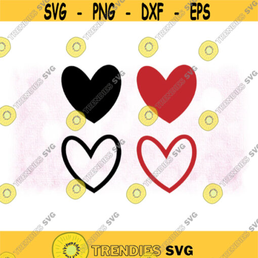 Holiday Clipart Bundle 4 Large Fun Black Red Doodle Hearts in Solids and Outlilnes for Love or Valentine Digital Download SVG PNG Design 923
