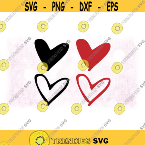 Holiday Clipart Bundle 4 Large Fun Black Red Doodle Hearts in Solids and Outlilnes for Love or Valentine Digital Download SVG PNG Design 925