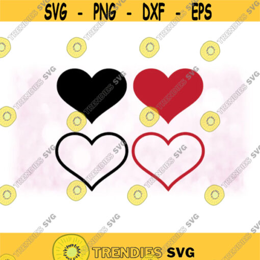 Holiday Clipart Bundle Fun Easy Large Black Red Hearts in Solid and Outlilnes for Love or Valentines Day Digital Download SVG PNG Design 837