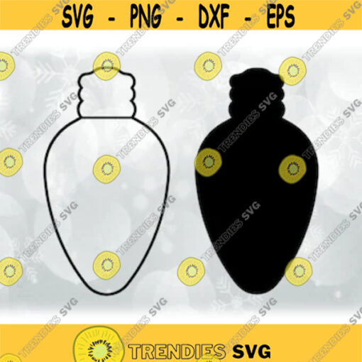 Holiday Clipart Christmas Light Bulb Silhouette in Black Solid and Outline Change Color Yourself Digital Download Format SVG PNG Design 279