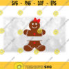 Holiday Clipart Christmas Split Name Frame Brown Ginger Bread Girl White Squiggle Icing Round Red Candy Buttons Digital Download SVGPNG Design 1697