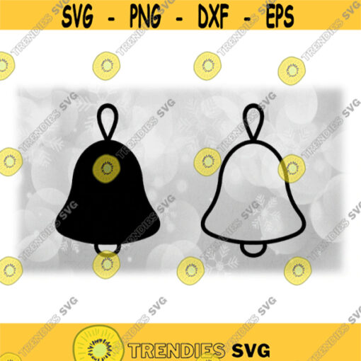 Holiday Clipart Christmas Theme Bell Silhouette in Black Solid and Outline Change Color Yourself Digital Download Format SVG PNG Design 1556