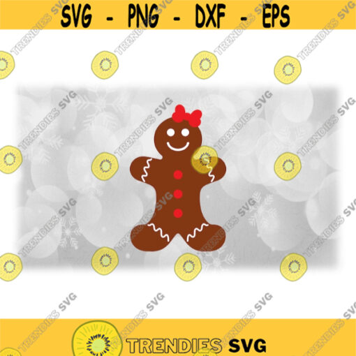 Holiday Clipart Christmas Theme Layered Brown Ginger Bread Girl w White Squiggle Icing Round Red Candy Buttons Digital Download SVGPNG Design 1659