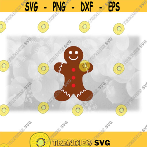 Holiday Clipart Christmas Theme Layered Brown Ginger Bread Man w White Squiggle Icing Round Red Candy Buttons Digital Download SVGPNG Design 1660