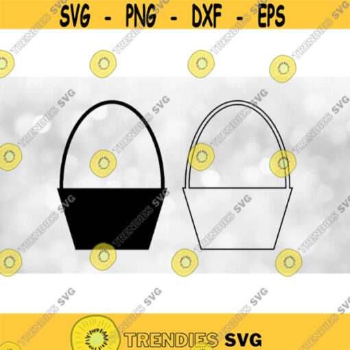 Holiday Clipart Easter Basket Silhouette in Solid Black and Outline for Easter Designs Change Color Yourself Digital Download SVG PNG Design 610