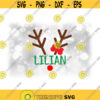 Holiday Clipart Female Reindeer Split Name Frame with Brown Antlers Red Bow and Rudolph Nose for Christmas Digital Download SVG PNG Design 1784