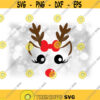 Holiday Clipart Female Reindeer with Black EyesEyelashes Brown Ears Antlers Red Bow and Nose for Christmas Digital Download SVGPNG Design 1258