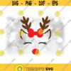 Holiday Clipart Girl Female Reindeer with Happy Closed Eyelashes Ears Bow Antlers Red Nose for Christmas Digital Download SVG PNG Design 1712