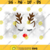 Holiday Clipart Girl or Female Reindeer with Closed Eyes Eyelashes Ears Antlers Red Nose for Christmas Digital Download SVG PNG Design 1750