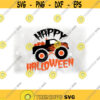 Holiday Clipart Happy Halloween Black White Orange Cartoon Monster Truck with Jack O Lanterns in Truck Bed Digital Download SVGPNG Design 1490