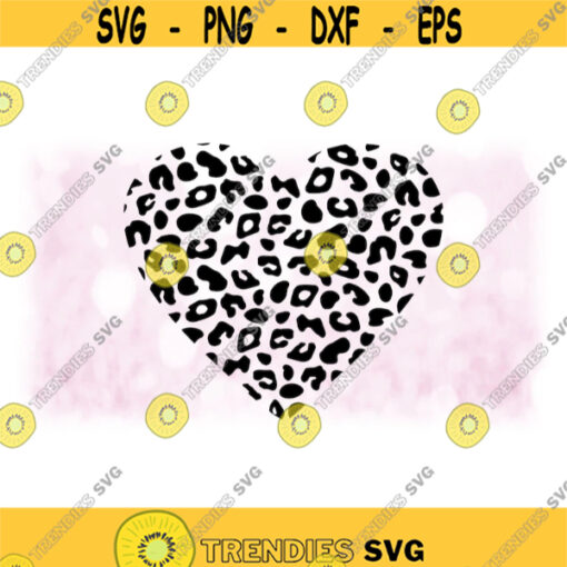 Holiday Clipart Large Black Spotted Leopard Skin or Cheetah Pattern Heart Shape for Love or Valentines Day Digital Download SVG PNG Design 926