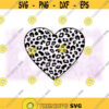 Holiday Clipart Large Black and White Leopard Skin Pattern Heart Shape with Outline for Love Valentines Day Digital Download SVG PNG Design 499