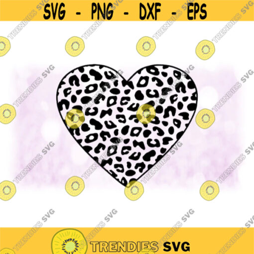 Holiday Clipart Large Black and White Leopard Skin Pattern Heart Shape with Outline for Love Valentines Day Digital Download SVG PNG Design 499