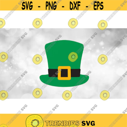 Holiday Clipart Layered Green Leprechaun Top Hat Black Band Golden Buckle St Patricks Day or Irish Theme Digital Download SVG PNG Design 1765