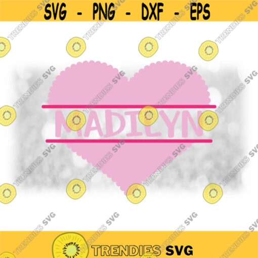 Holiday Clipart Lg Split Scalloped Pink Heart w Frame for Name to PersonalizeCustomize Yourself for Valentine Digital Download SVGPNG Design 968
