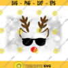 Holiday Clipart Male or Unisex Reindeer with Black Sunglasses Brown Ears Antlers Red Nose for Christmas Digital Download SVGPNG Design 1709