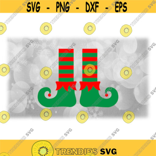 Holiday Clipart Pair of Two Green Elf LegsSocks and Shoes with Red Trim and Pom Pom Balls on Toes for Christmas Digital Download SVGPNG Design 1705