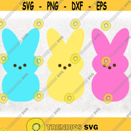 Holiday Clipart Pastel Color Blue Yellow Pink Easter Bunny Marshmallow Treats Inspired by Peeps on Sheet Digital Download SVG PNG Design 159