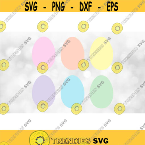 Holiday Clipart Pastel Color Easter Egg Silhouettes in Pink Peach Yellow Green Blue and Lavender for Fun Digital Download SVG PNG Design 472