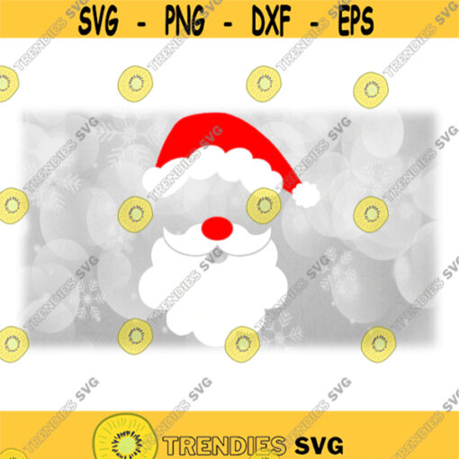 Holiday Clipart Red White Santa Claus Hat or Stocking Cap w Puffy Trim and Pom Pom Ball Mustache and Beard Digital Download SVG PNG Design 1700