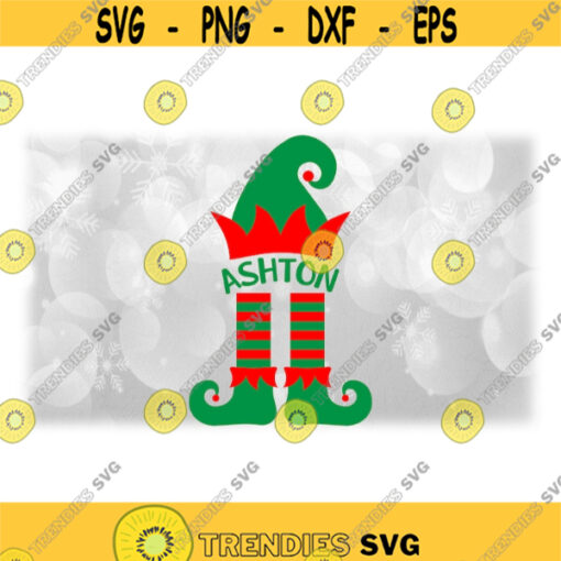 Holiday Clipart Red and Green Elf HatStocking Cap Striped Socks and Shoes Name Frame for Personalization Digital Download SVG PNG Design 1703