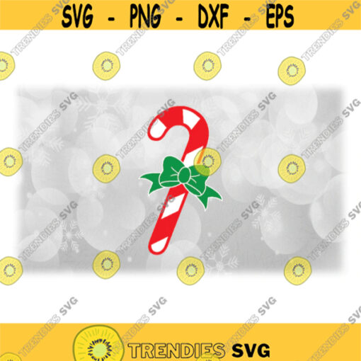 Holiday Clipart Red and White Layered Christmas Theme Candy Cane with Green Bow J Symbol for Jesus Digital Download Format SVG PNG Design 1668