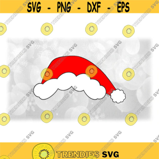 Holiday Clipart Red and White Santa Claus Hat or Stocking Cap w Puffy Trim and Pom Pom Ball for or Christmas Digital Download SVG PNG Design 1702