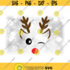 Holiday Clipart Rudolph Inspired Reindeer with Winking Eye Ears Antlers Red Nose for Christmas Theme Decor Digital Download SVG PNG Design 1711