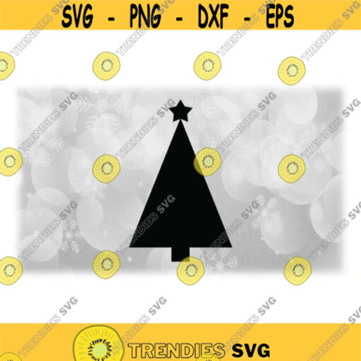 Holiday Clipart Simple Black Christmas Tree Evergreen Pine Tree with Star Topper Change Color Yourself Digital Download SVG PNG Design 1439