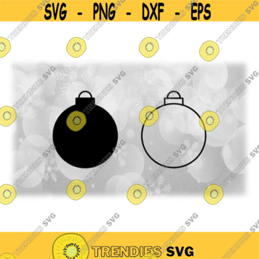 Holiday Clipart Simple Christmas Bulb Ornament Silhouette Black Solid and Outline Change Color Yourself Digital Download SVG PNG Design 1276