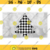 Holiday Clipart Simple Christmas Tree Evergreen Pine Tree in White and Black Houndstooth Check Pattern Digital Download SVG PNG Design 1692