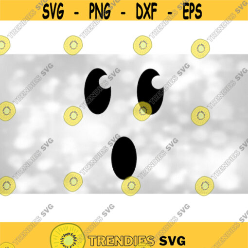Holiday Clipart Simple Easy Black Ghost Face with Big Cute Oval Eyes Halloween Trick or Treat UnisexMale Digital Download SVG PNG Design 1543