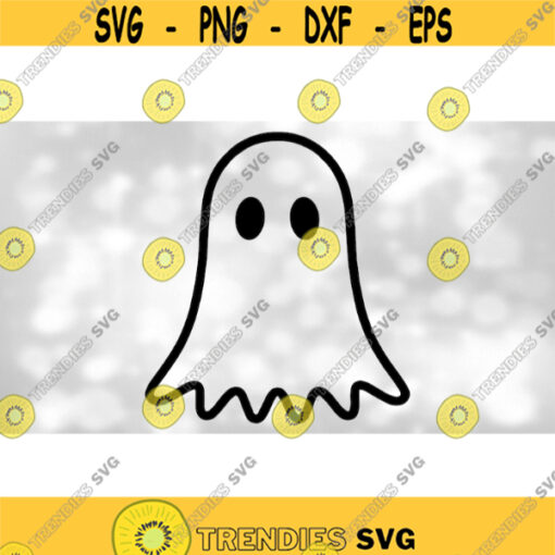 Holiday Clipart Simple Easy Black Ghost with Cute Big Round Eyes Spooky Scary for Halloween Trick or Treat Digital Download SVG PNG Design 1547