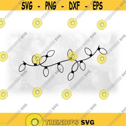 Holiday Clipart Swirly Strand or String of Christmas Light Bulbs in Black Outline on Transparent Background Digital Download SVG PNG Design 1536