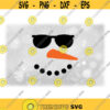 Holiday Clipart Winter or Christmas Smiling Snowman Face with Orange Carrot Nose. Coal Pieces Mouth Sunglasses Digital Download SVGPNG Design 1245