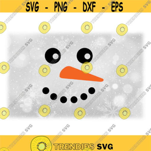 Holiday Clipart WinterChristmas Male Unisex Smiling Snowman Face w Orange Carrot Nose Black Coal MouthEyes Digital Download SVGPNG Design 1795