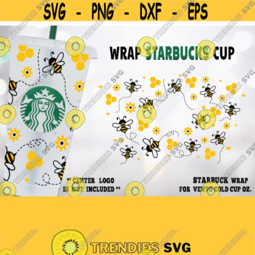 Honey Bee svg Bee Love svg Bee SVG Full Wrap beehive for Starbucks cold cup 24 oz. Honeycomb Starbucks cup svg files for Cricut. SVG PNG Design 76