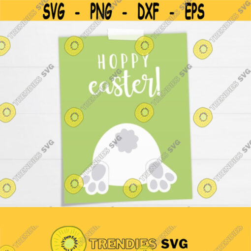Hoppy Easter Sign. Cute Printable Easter Tired Bunny Wall Art. Kids Happy Easter Decor. Bunny Butt Poster JPG PDF Digital Instant Download Design 340
