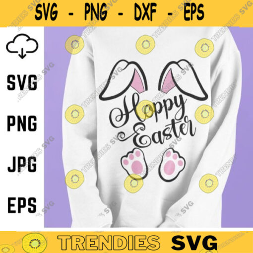 Hoppy Easter Svg Cute Easter Bunny Happy Easter Svg Kids Easter Svg Funny Easter Girl Easter Shirt Svg File for Cricut Silhouette Png 453