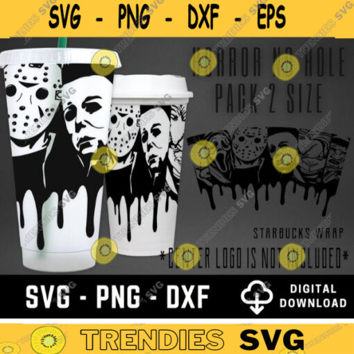 Horror Movie No Hole Starbucks Bundle Svg Full Wrap Starbucks Halloween Horror Movie Cold Cup SVG Scary Movie Svg SVG Files for Cricut 804