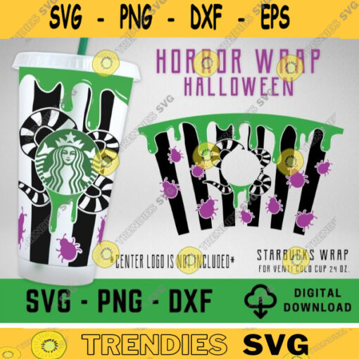 Horror Wrap Inspired by Beetlejuice Starbucks Cold Cup SVG Halloween Svg Full Wrap for Starbucks Venti Cold Cup SVG Files for Cricut 23