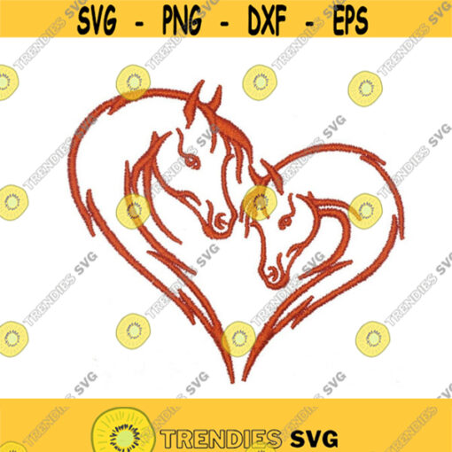 Horse Love Heart Valentines Day Embroidery Design Monogram Machine INSTANT DOWNLOAD pes dst Design 1123