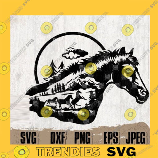 Horse Mountain Scene svg 2 Horse svg Mountain svg Outdoor svg Horse png Horse Clipart Horse Cutfile Horse Cutting File Animal svg copy
