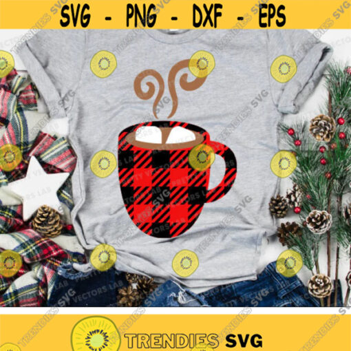 Hot Cocoa Svg Buffalo Plaid Svg Hot Chocolate Cut Files Winter Svg Christmas Svg Dxf Eps Png Coffee Cup Clipart Silhouette Cricut Design 2289 .jpg