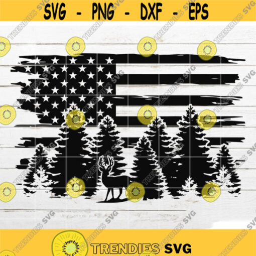 Hunting Deer Flag SVG Patriotic SVG Forest scene svg Distressed flag svg Cut File for Shirt Cricut Silhouette Design 78.jpg